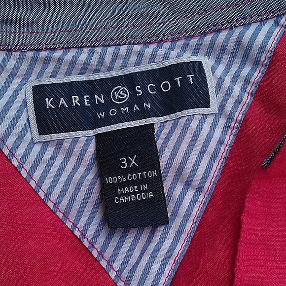Karen Scott Button Down Plus Short Sleeve Shirt 3X - Picture 6 of 8